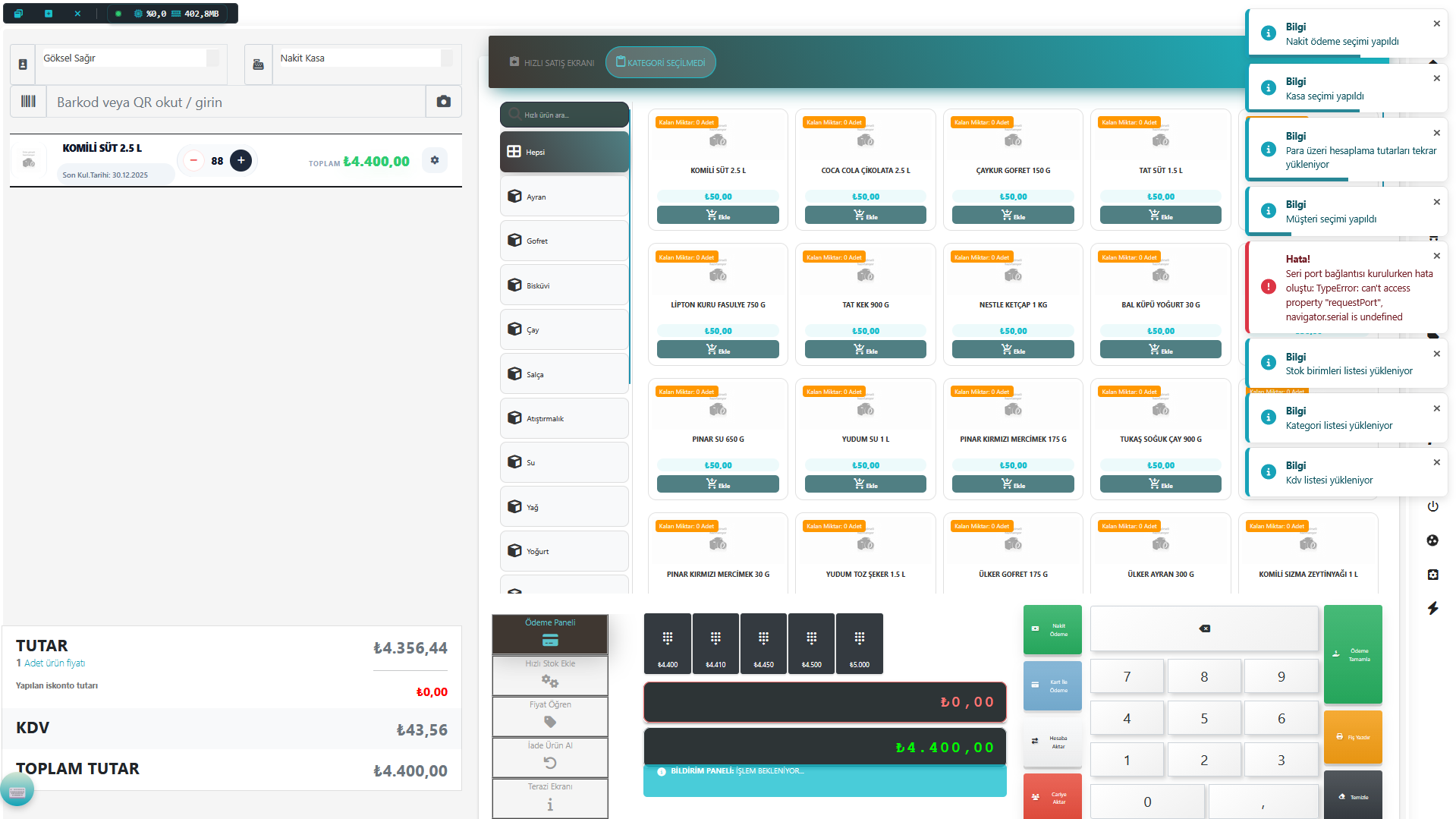CrhCloud Market Satış Ekranı
