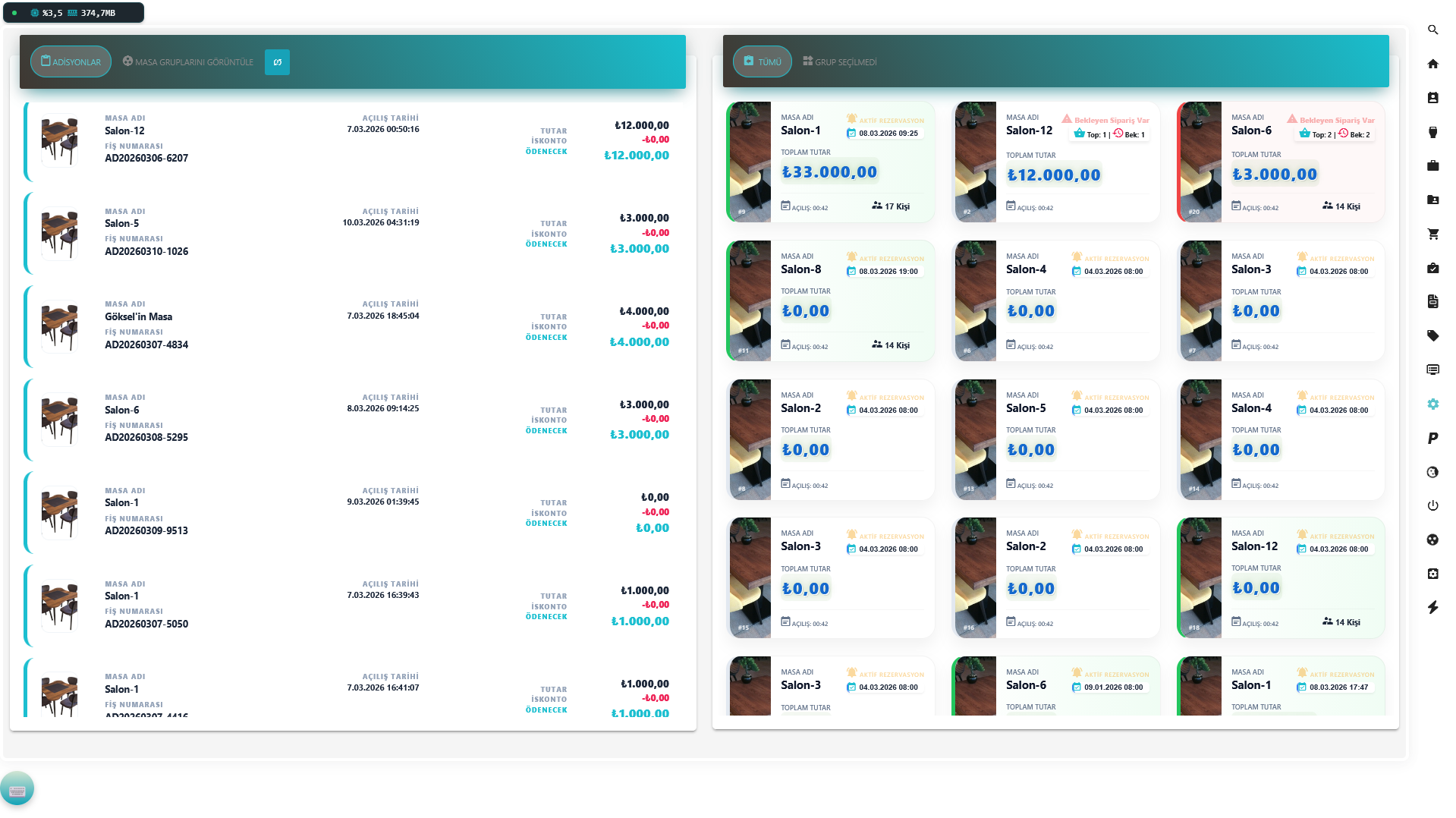 CrhCloud Cafe Masa Yönetimi